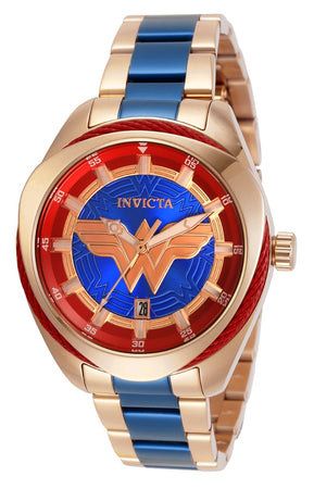 Reloj Invicta DC Comics Wonder Woman para mujer - 38 mm, oro rosa, azul